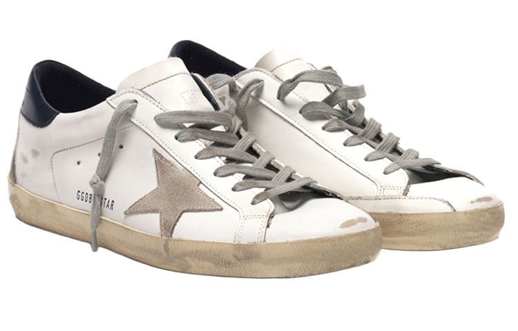 Shop Golden Goose Deluxe Skate Sneaker 'Beige Black Distressed' GCOMS590.A7