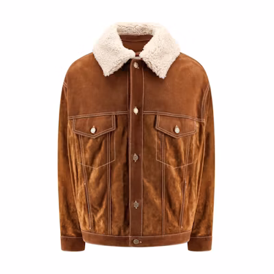 Golden Goose Detachable Fur Collar Jacket Brown Men’s Long Sleeve Outerwear GMP02039P00167155194