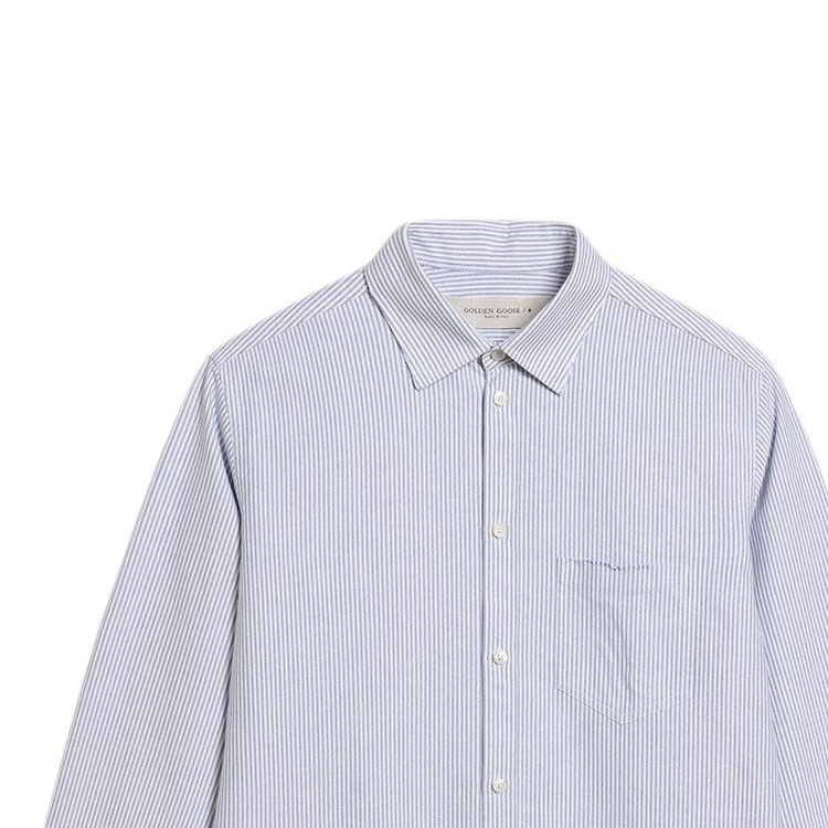 Sizing 黄金鹅刺绣标志蓝色条纹长袖衬衫 GMP00246P00054880197