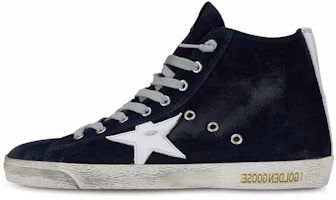 Golden Goose Francy 'Distressed Dark Blue Velvet High-Top' GMF00113.F000322.50517 Golden Goose Francy 'Distressed Dark Blue Velvet High-Top' GMF00113.F000322.50517