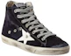 Lookbook Golden Goose Francy ''Donkerblauw Fluwelen Hoge Sneakers Versleten Look'' GMF00113.F000322.50517