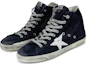Shop Golden Goose Francy ''Donkerblauw Fluwelen Hoge Sneakers Versleten Look'' GMF00113.F000322.50517