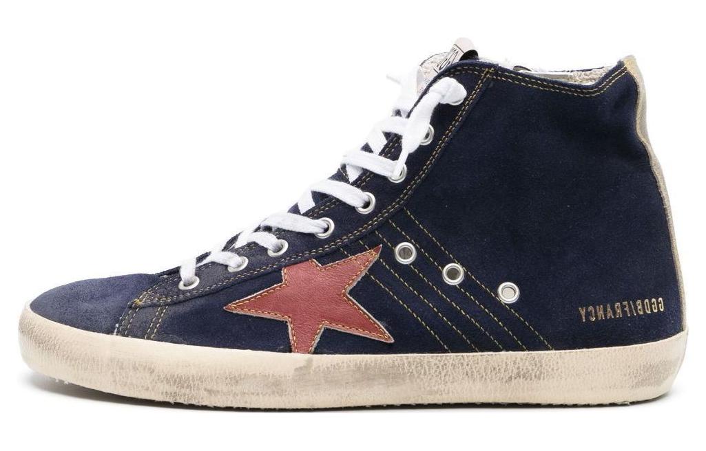 Buy Golden Goose Francy高帮鞋 '海军蓝破旧星星贴' GMF001130.F004748.50787