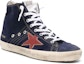 Order Golden Goose Francy High Top 'Navy Distressed Star Patch' Biru Navy GMF001130.F004748.50787