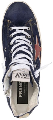 Golden Goose Francy High Top 'Navy Distressed Star Patch' Biru Navy GMF001130.F004748.50787 Lookbook Golden Goose Francy High Top 'Navy Distressed Star Patch' Biru Navy GMF001130.F004748.50787