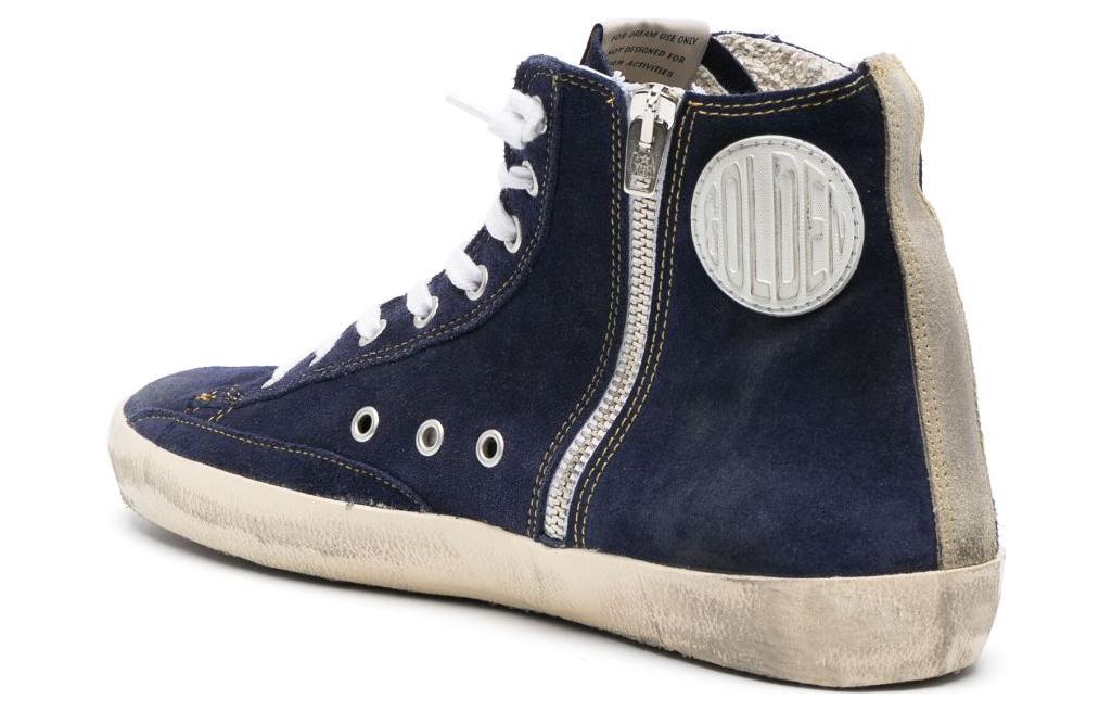 Shop Golden Goose Francy高帮鞋 '海军蓝破旧星星贴' GMF001130.F004748.50787