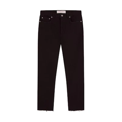 Golden Goose FW22 High-Waisted Raw Hem Straight Jeans in Black. GMP00290P00062290100