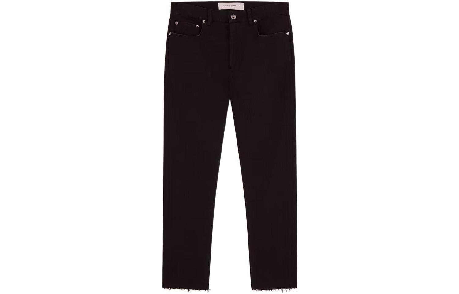 Order Golden Goose FW22 Jeans Pinggang Tinggi Hitam Potongan Lurus. GMP00290P00062290100