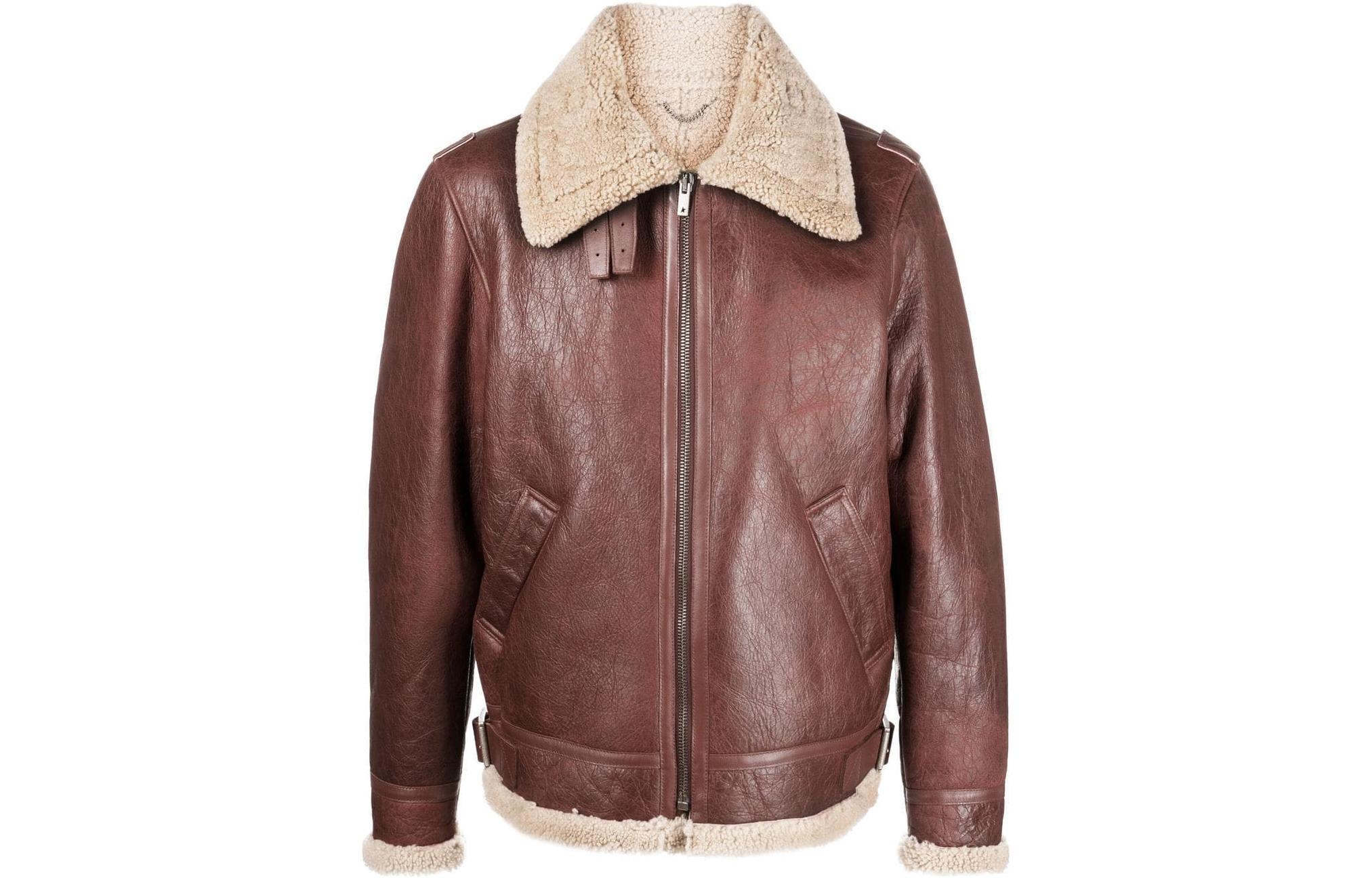 Golden Goose FW22 Brown Distressed Long Sleeve Zip Jacket for Men GMP00306P00031140429