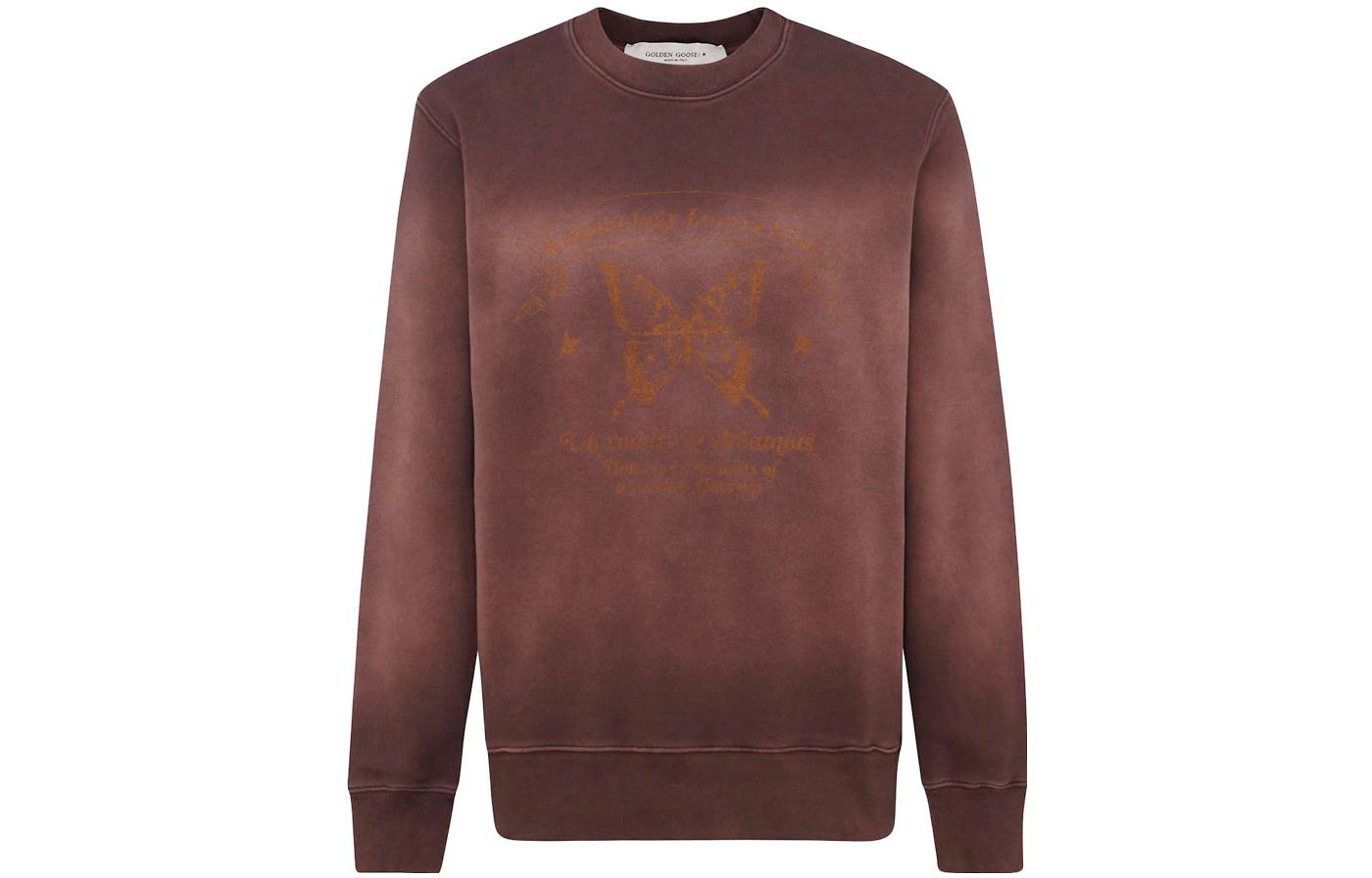 Golden Goose FW22 Brown Red Crewneck Graphic Print Casual Sweatshirt Men GMP01223P00081481807