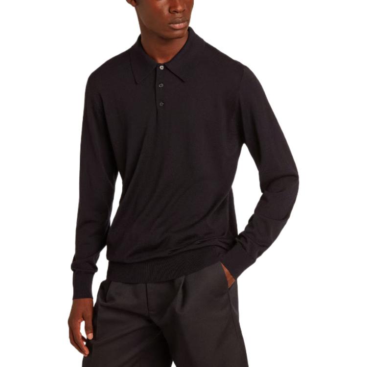 Shop ゴールデングース FW22 ネイビーブルー ニット プルオーバー ポロ セーター メンズ GMP01353P00104150501