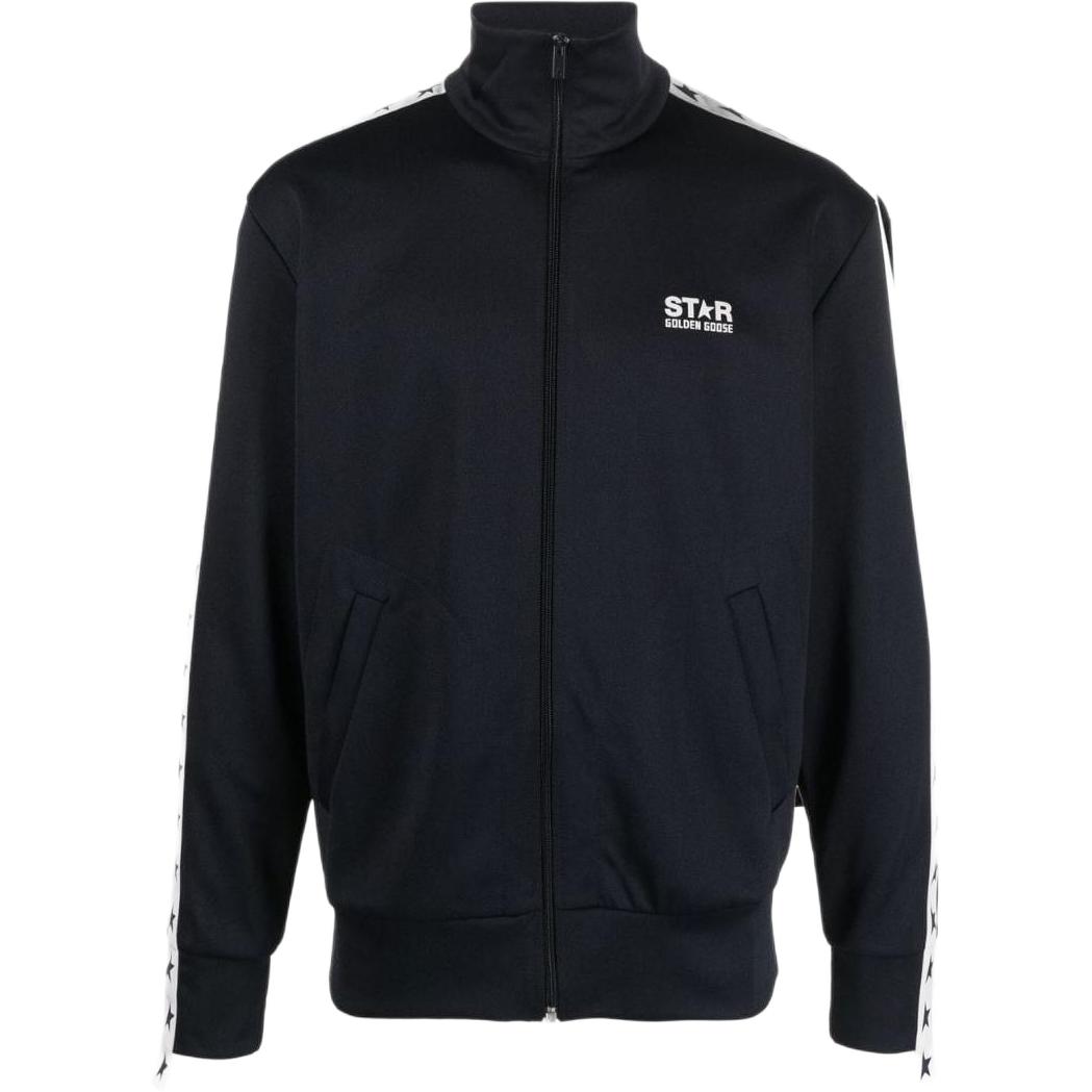 Golden Goose FW22 Navy Blue Zip-Up Jacket with Letter Logo Print for Men GMP00875P00052050767