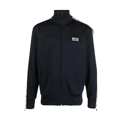 Golden Goose FW22 Navy Blue Zip-Up Jacket with Letter Logo Print for Men GMP00875P00052050767