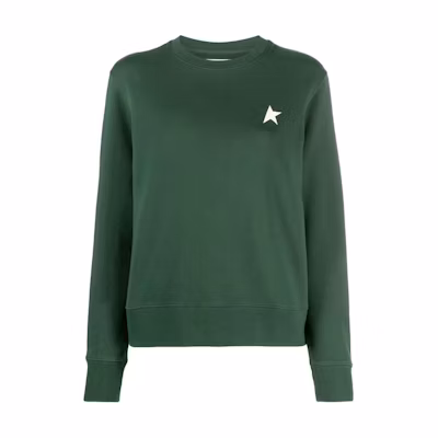 Golden Goose FW22 Solid Logo Printed Crewneck Sweatshirt Green () GWP01223P00086935825
