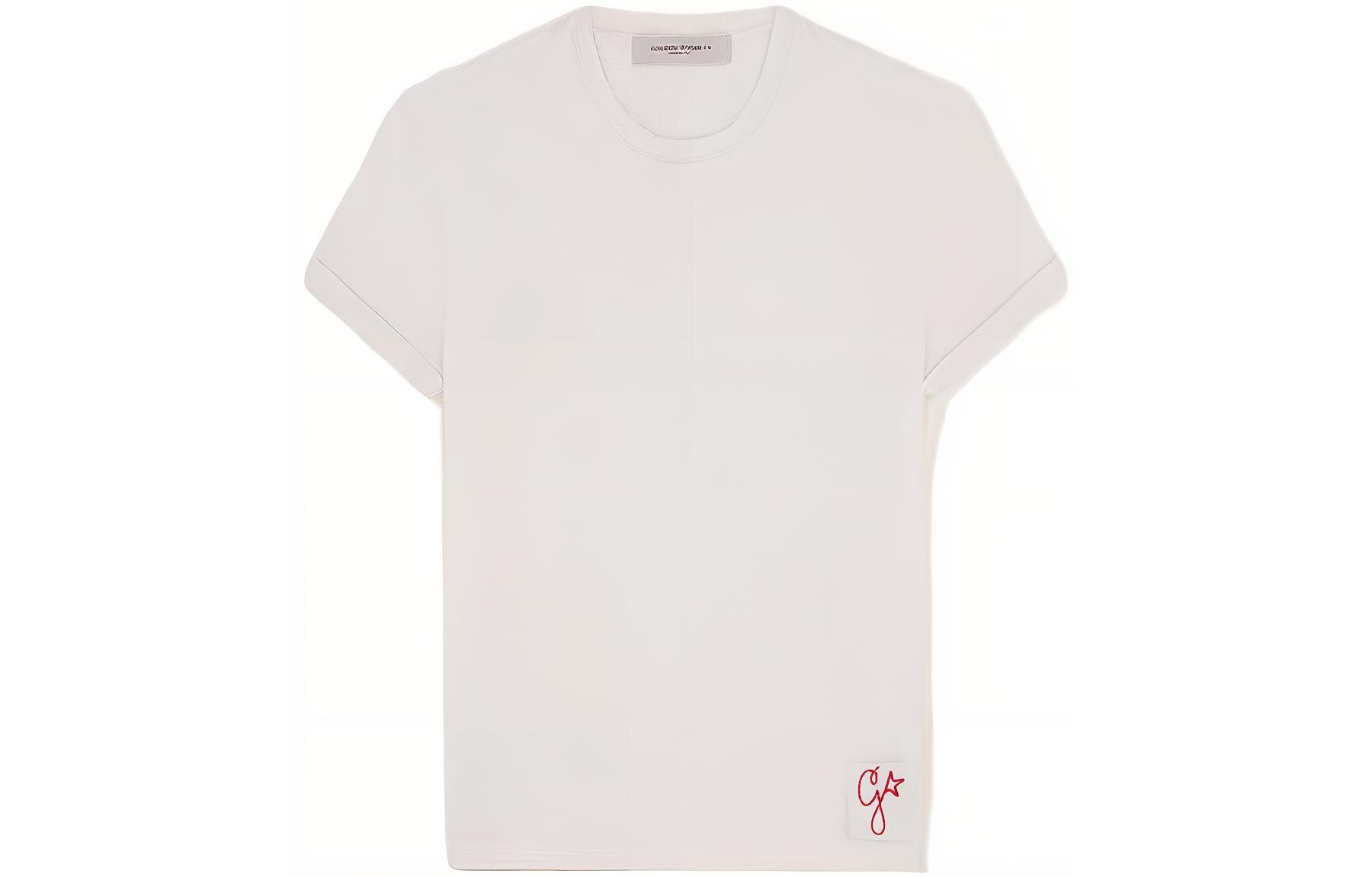 Golden Goose FW22 White Crewneck T-Shirt with Solid Logo Patch GMP01220P00063810363