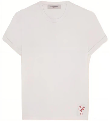 Golden Goose FW22 White Crewneck T-Shirt with Solid Logo Patch GMP01220P00063810363 Buy Golden Goose FW22 White Crewneck T-Shirt with Solid Logo Patch GMP01220P00063810363