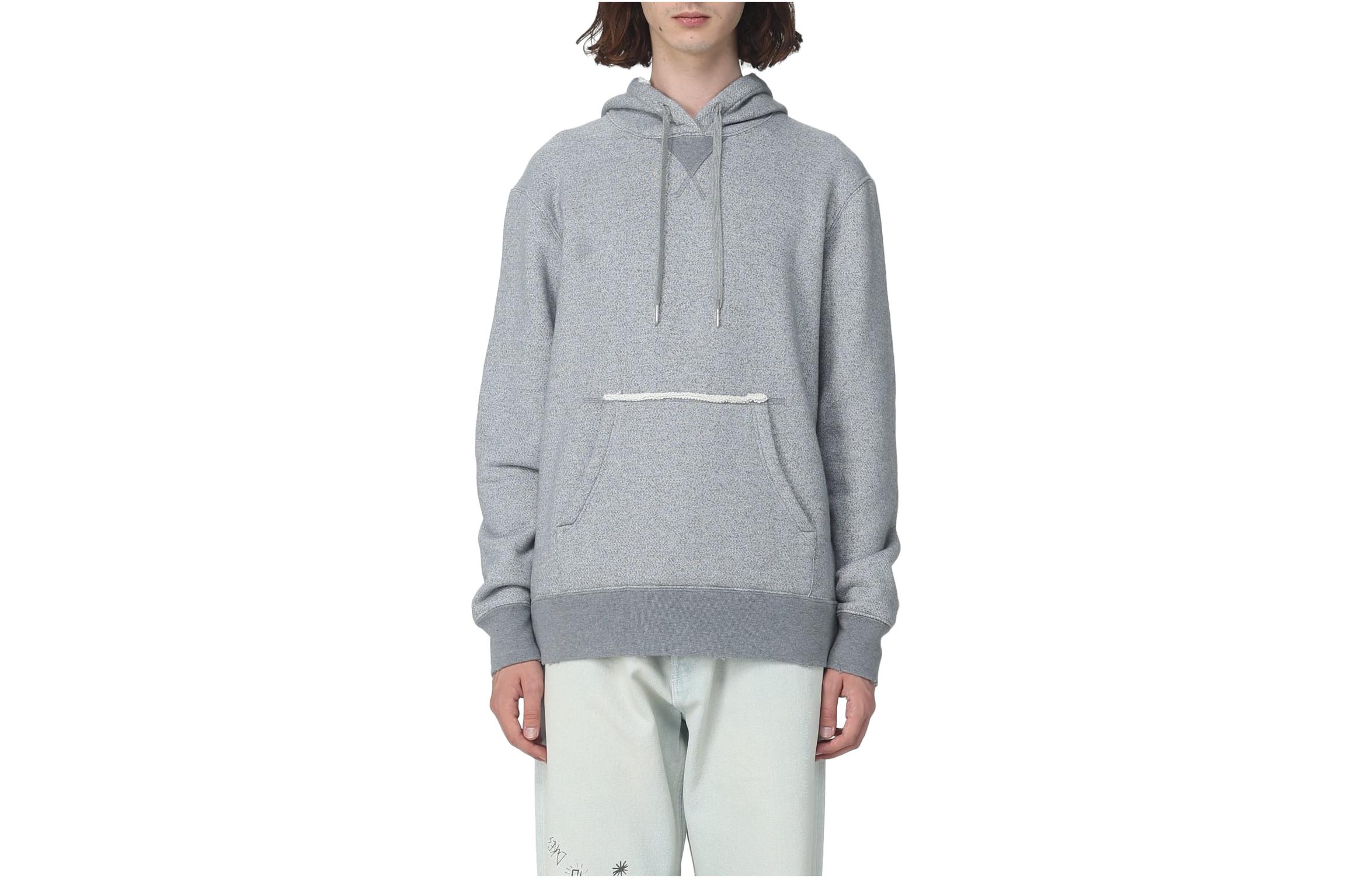 Golden Goose FW23 Grey Solid Color Pullover Drawstring Hoodie GMP01224P00123260453