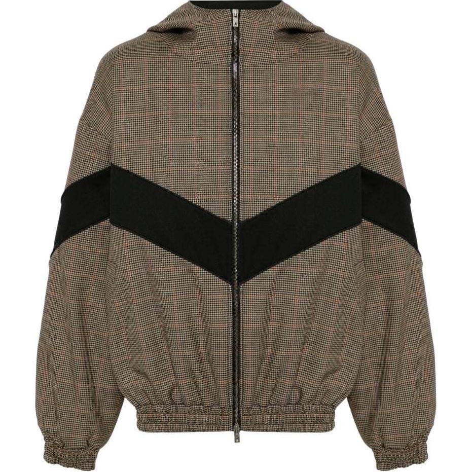 Golden Goose FW24 Houndstooth Hooded Windbreaker Jacket Men’s Taupe GMP01828P00116582699