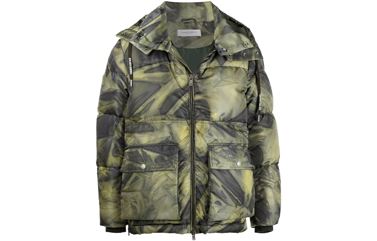 Golden Goose Green Camo Print Hooded Long-Sleeve Puffer Jacket. GMP01016P00057735479