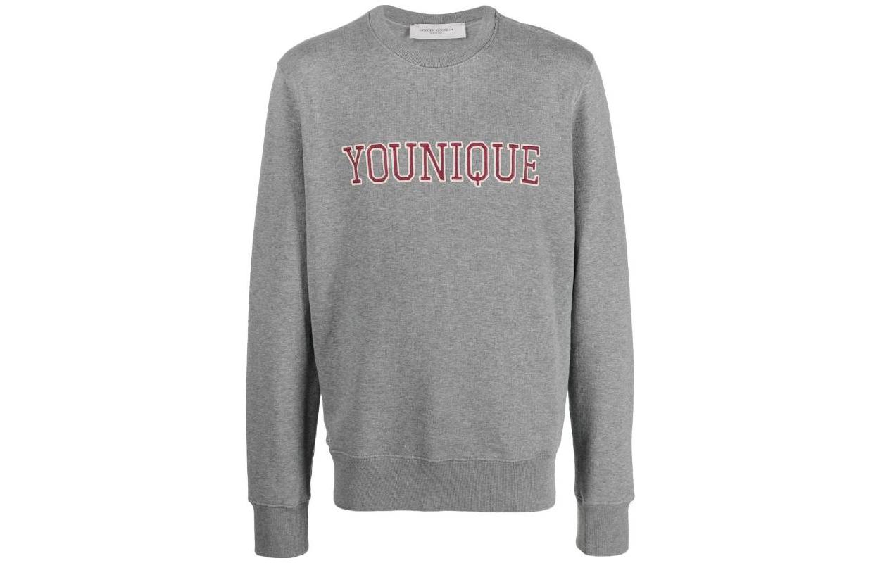 Golden Goose Grey Crewneck Sweatshirt with Logo Embroidery GMP01223P00123160447