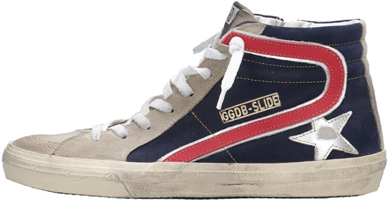 Golden Goose 皮革 系帶 高筒 時尚板鞋 男款 灰藍紅 Buy Golden Goose 皮革 系帶 高筒 時尚板鞋 男款 灰藍紅