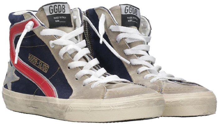 Golden Goose 皮革 系帶 高筒 時尚板鞋 男款 灰藍紅 Lookbook Golden Goose 皮革 系帶 高筒 時尚板鞋 男款 灰藍紅