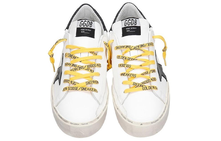 Shop Golden Goose 高帮星星运动鞋‘白黄’ GMF00118.F000391.10297