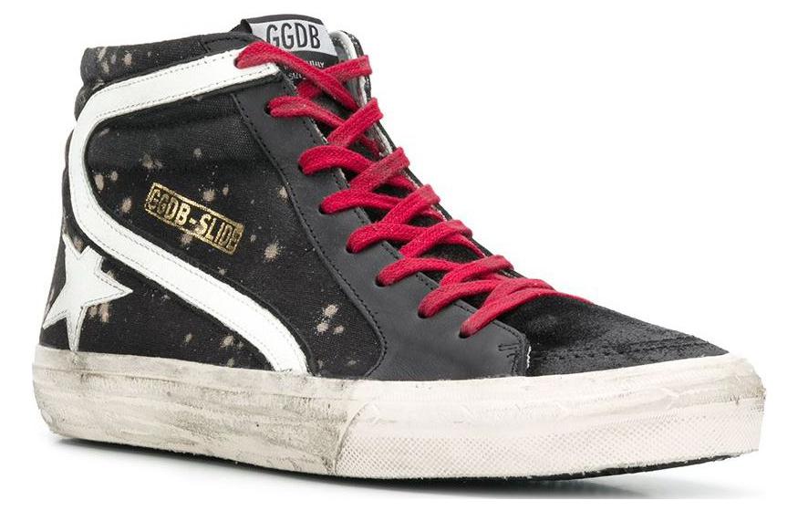 Lookbook Golden Goose High-Top Sneaker ''Schwarzes Leder'' G34MS595.A19