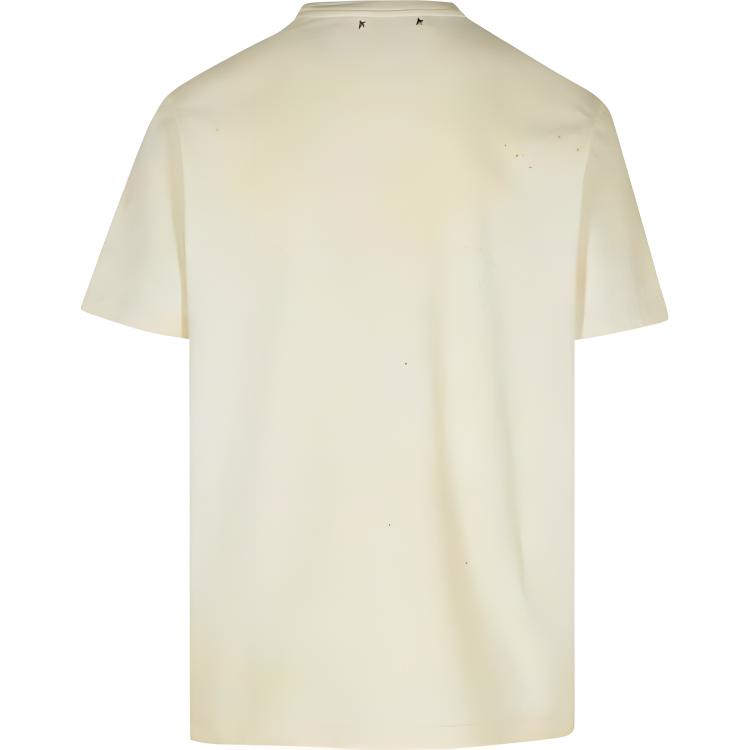 Lookbook Golden Goose Ivory  Crewneck T-Shirt with Letter Print. GMP01220P00164211421