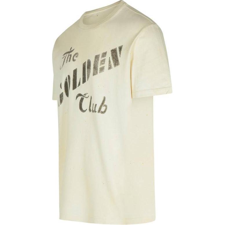 Shop Golden Goose Ivory  Crewneck T-Shirt with Letter Print. GMP01220P00164211421