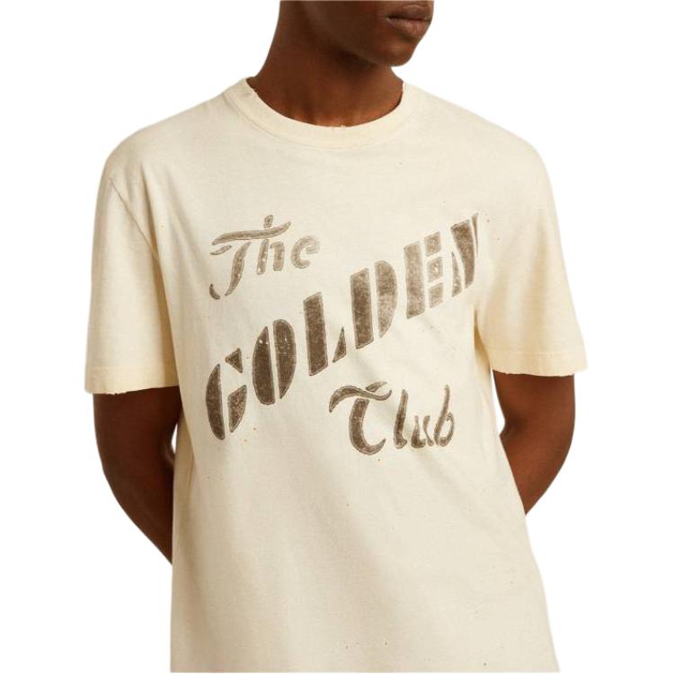 Details for Golden Goose Ivory  Crewneck T-Shirt with Letter Print. GMP01220P00164211421