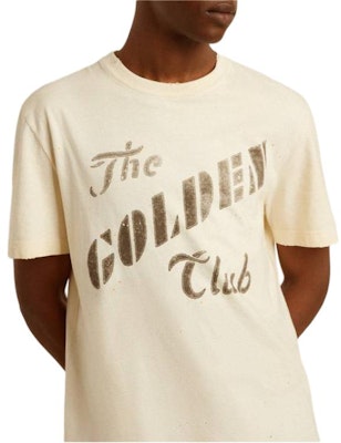 Golden Goose Ivory Crewneck T-Shirt with Letter Print. GMP01220P00164211421 Details for Golden Goose Ivory Crewneck T-Shirt with Letter Print. GMP01220P00164211421