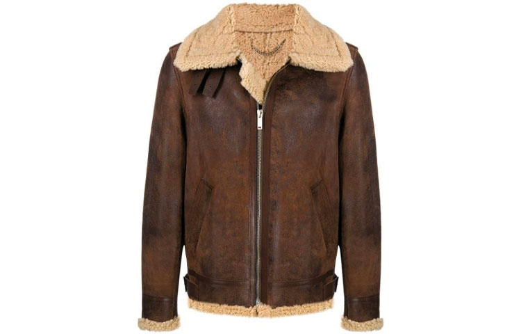 Golden Goose Layered Zipper Leather Jacket Brown - GMP00306P00031155390