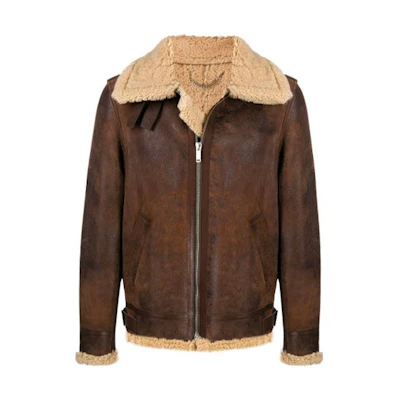 Golden Goose Layered Zipper Leather Jacket Brown - GMP00306P00031155390