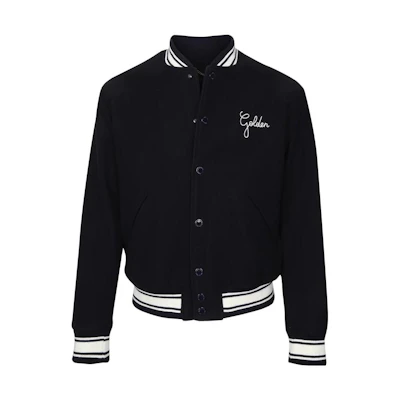 Golden Goose Letter Print Black Stand Collar Jacket for Men DE20006947