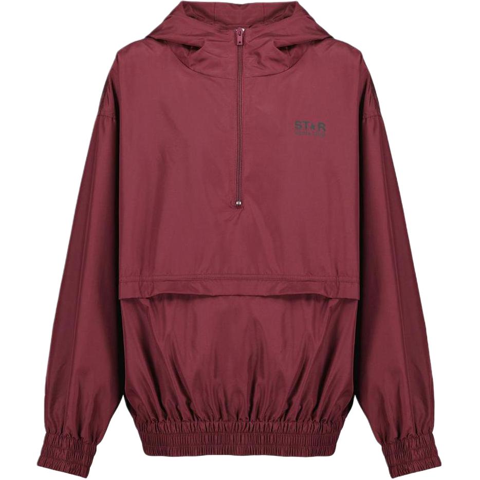 Golden Goose Letter Print Hoodie Jacket Maroon GUP01521P00126640233