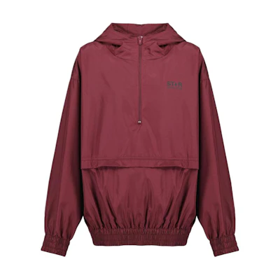 Golden Goose Letter Print Hoodie Jacket Maroon GUP01521P00126640233