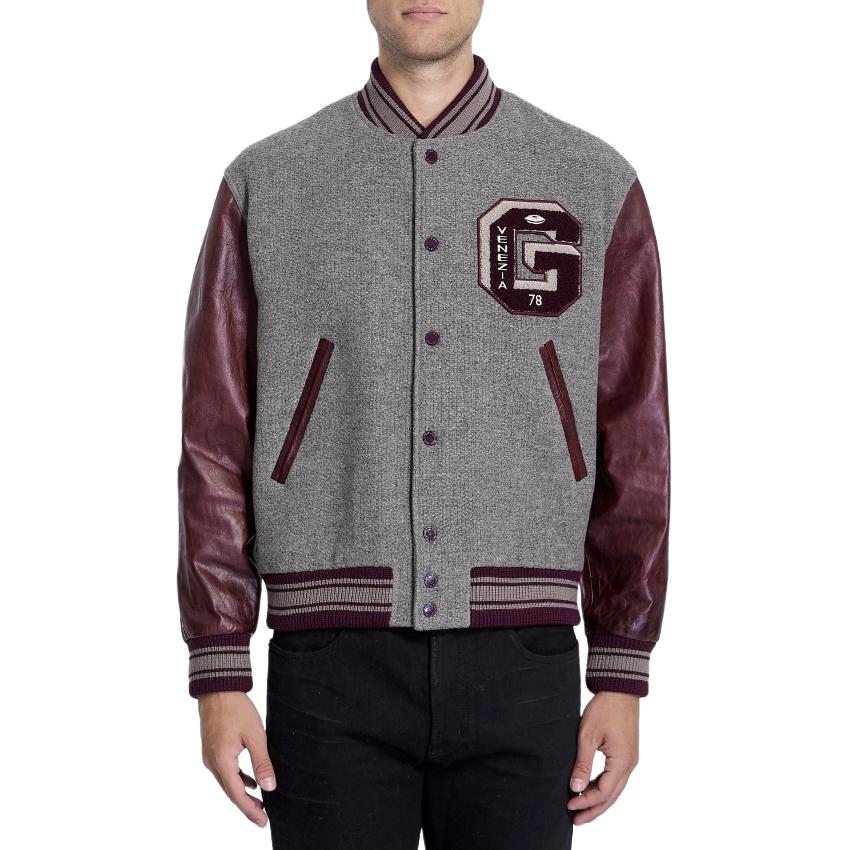 Golden Goose Logo Patch Snap Baseball Jacket Men’s Grey GMP00834P00167560543