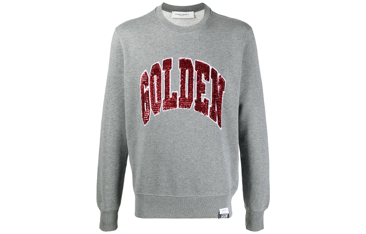 Golden Goose Logo Print Crewneck Long Sleeve Sweatshirt Gray GMP00791P00044060276