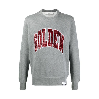Golden Goose Logo Print Crewneck Long Sleeve Sweatshirt Gray GMP00791P00044060276