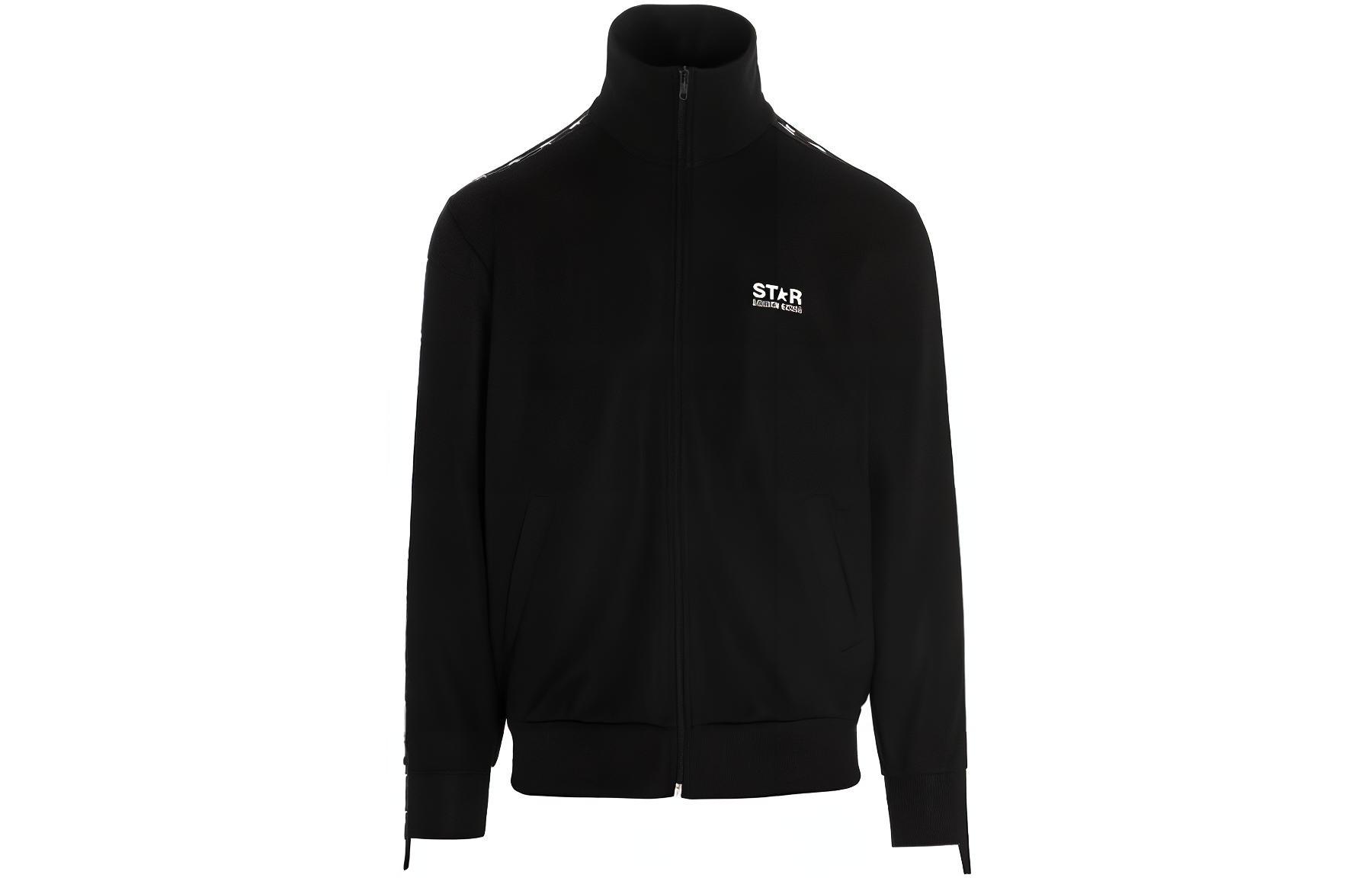 Golden Goose Logo Print Zip-Up Jacket Men’s Black GMP00875P00052080203