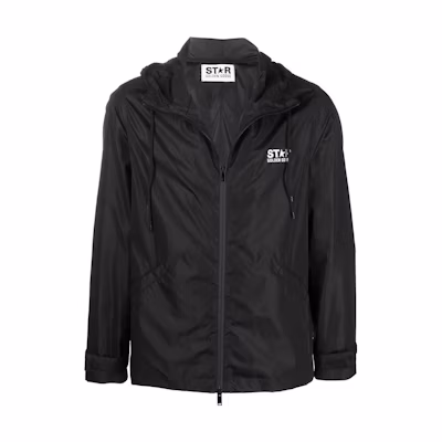 Golden Goose Logo Star Print Windbreaker Jacket Black Outerwear. GMP01032P00059680203