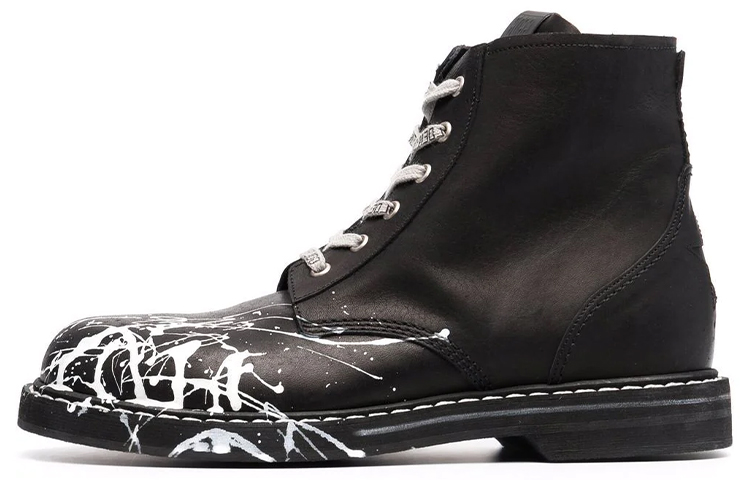 Buy Golden Goose 手繪風印花及腳踝靴 黑色