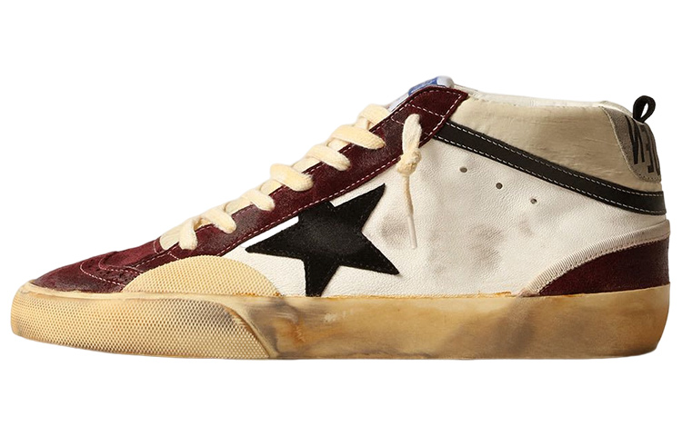 Golden Goose Mid Star 'White Red Distressed' GMF00460.F004009.82103