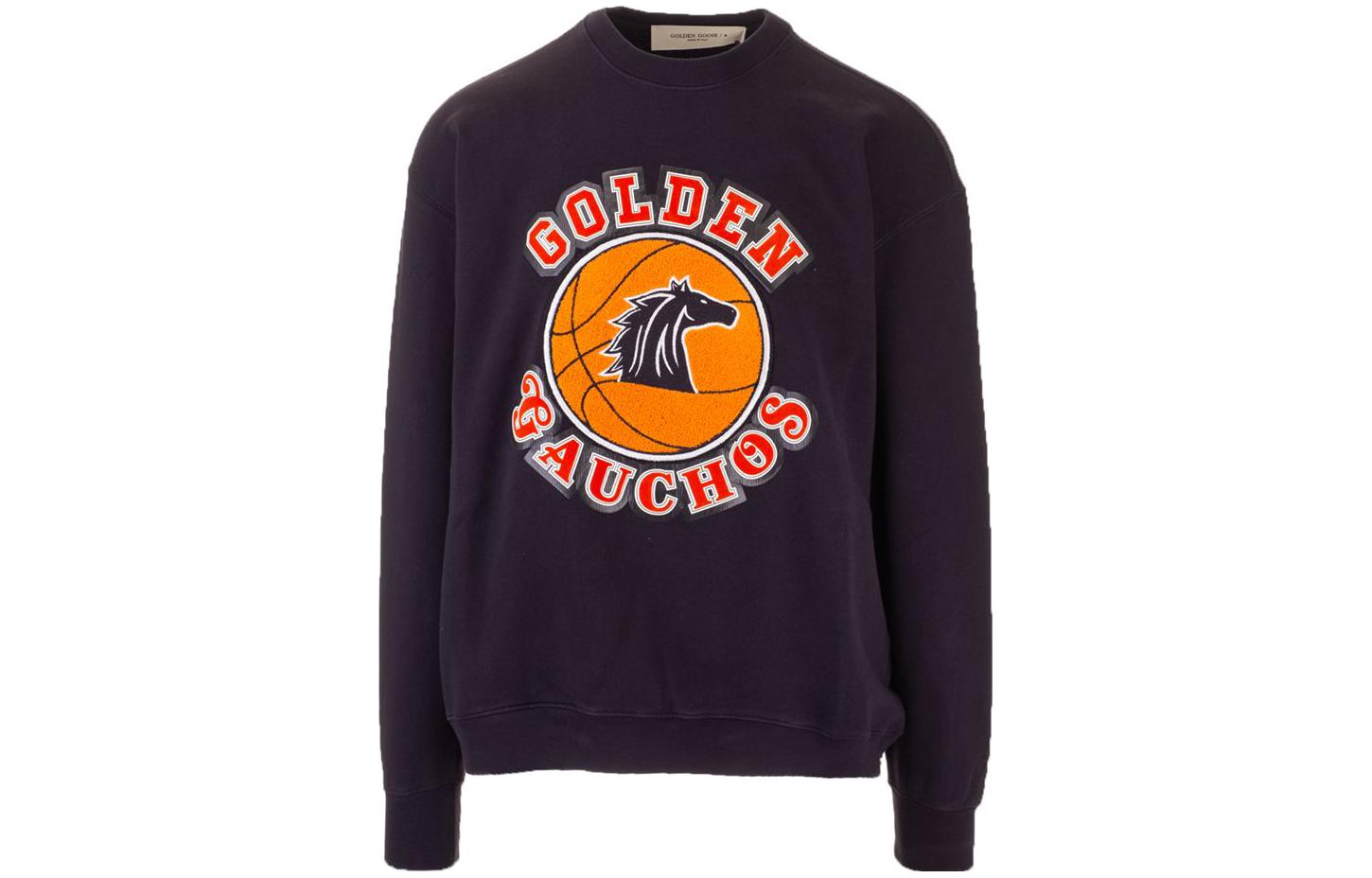Golden Goose Navy Blue Logo Print Crewneck Pullover Sweatshirt GMP00468P00029750563