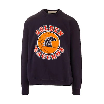 Golden Goose Navy Blue Logo Print Crewneck Pullover Sweatshirt GMP00468P00029750563