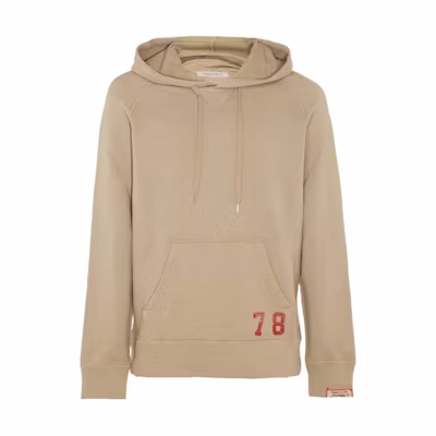 Golden Goose Number Print Hoodie Beige Long-Sleeve Pullover GMP01786P00140955584