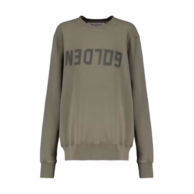 Golden Goose Olive Green Letter Print Crewneck Sweatshirt Long Sleeve GMP01223P00064235479