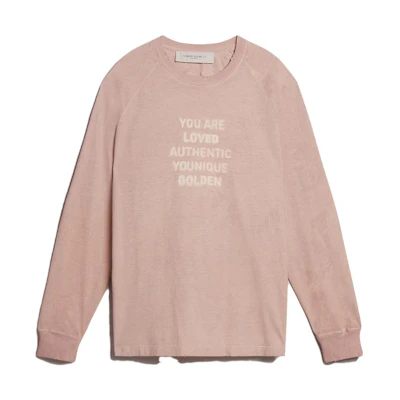Golden Goose Pink Crewneck Sweatshirt with Letter Print for Men GMP01461P00120425691