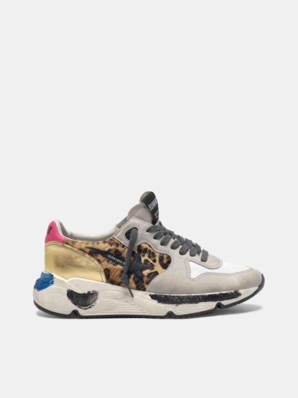Golden Goose Running 'Leopard Print Black Star with Red Tail' G35WS963-H9